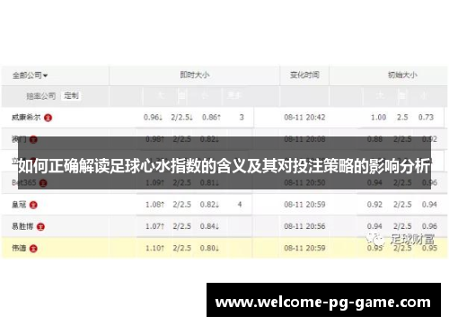 如何正确解读足球心水指数的含义及其对投注策略的影响分析 如何正确解读足球心水指数的含义及其对投注策略的影响分析